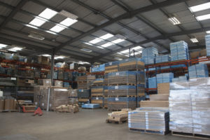 Warehouse in commercial lighting factory